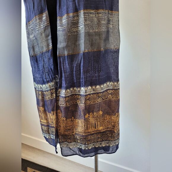 100% Silk Taj Mahal Rectangle Scarf Indian Culture Traditional Made In Cambodia - Picture 4 of 11